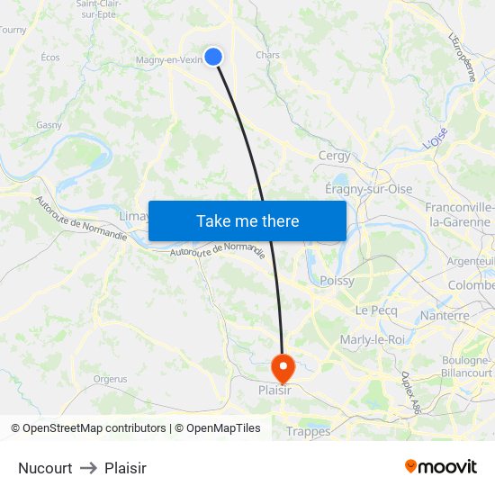 Nucourt to Plaisir map