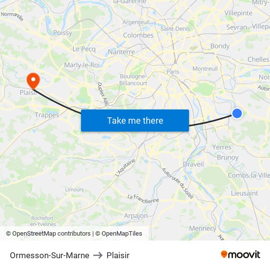 Ormesson-Sur-Marne to Plaisir map