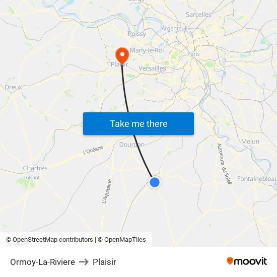 Ormoy-La-Riviere to Plaisir map