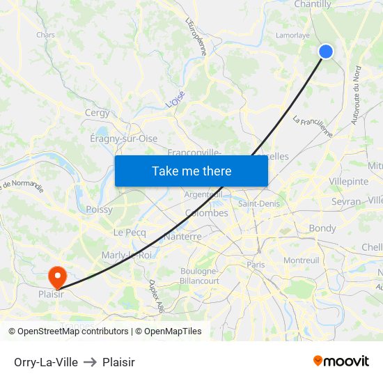 Orry-La-Ville to Plaisir map