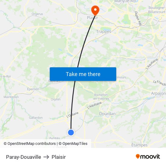 Paray-Douaville to Plaisir map