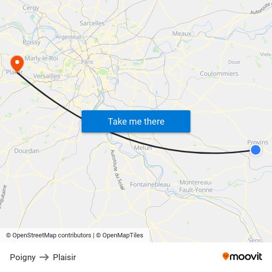 Poigny to Plaisir map