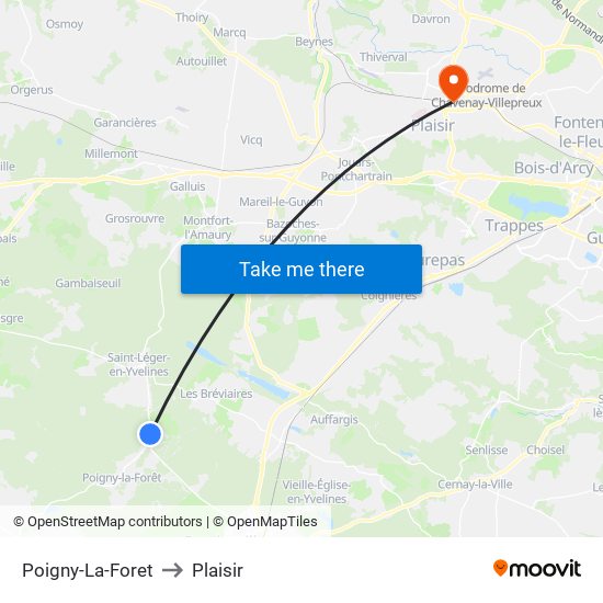 Poigny-La-Foret to Plaisir map
