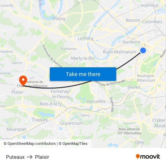 Puteaux to Plaisir map