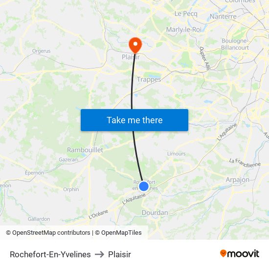 Rochefort-En-Yvelines to Plaisir map