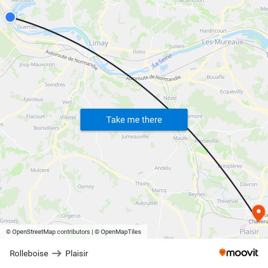 Rolleboise to Plaisir map