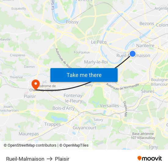 Rueil-Malmaison to Plaisir map