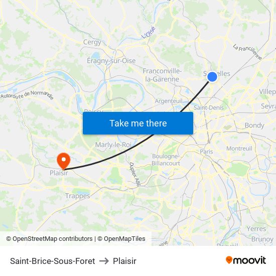 Saint-Brice-Sous-Foret to Plaisir map