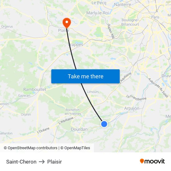 Saint-Cheron to Plaisir map
