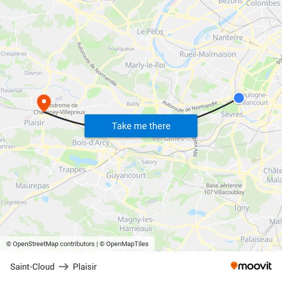 Saint-Cloud to Plaisir map