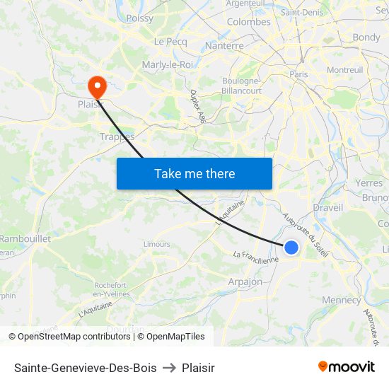 Sainte-Genevieve-Des-Bois to Plaisir map