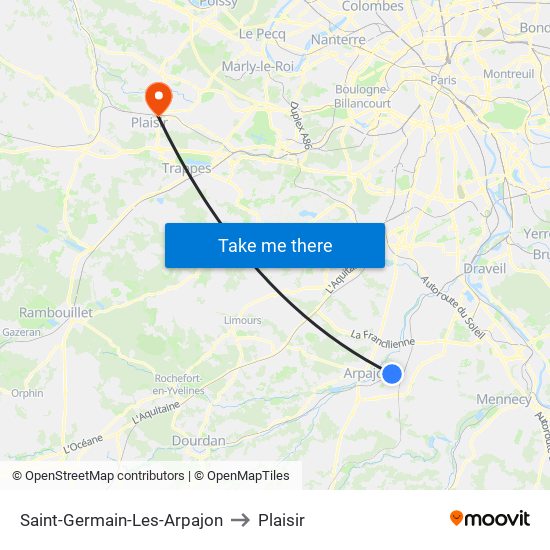 Saint-Germain-Les-Arpajon to Plaisir map