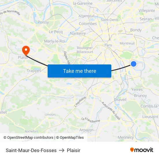 Saint-Maur-Des-Fosses to Plaisir map