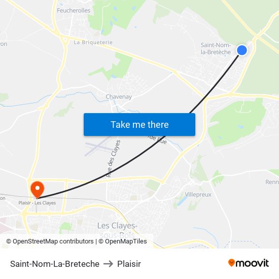Saint-Nom-La-Breteche to Plaisir map