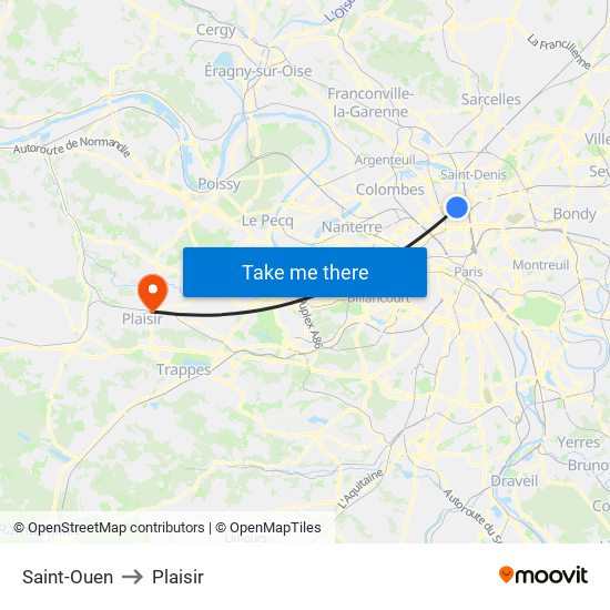Saint-Ouen to Plaisir map