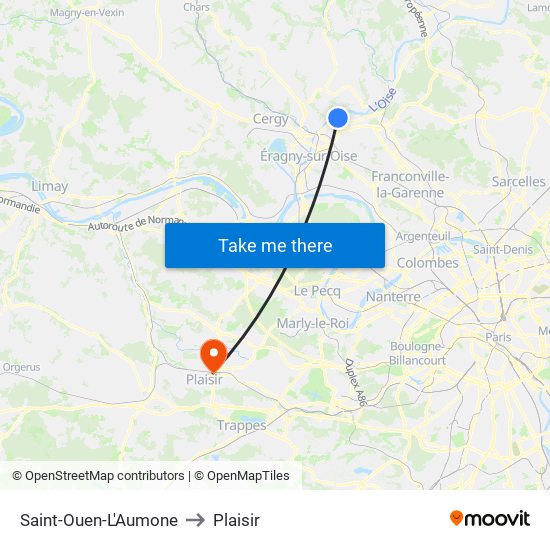 Saint-Ouen-L'Aumone to Plaisir map
