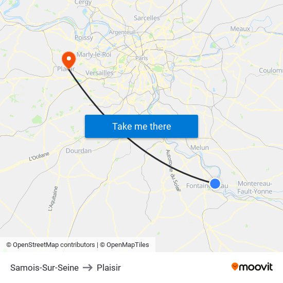 Samois-Sur-Seine to Plaisir map