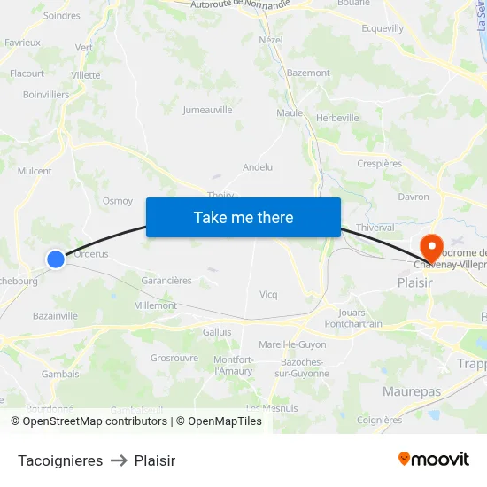 Tacoignieres to Plaisir map