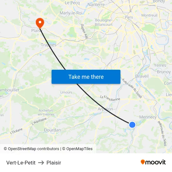 Vert-Le-Petit to Plaisir map