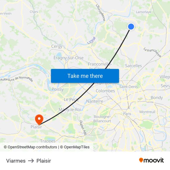Viarmes to Plaisir map