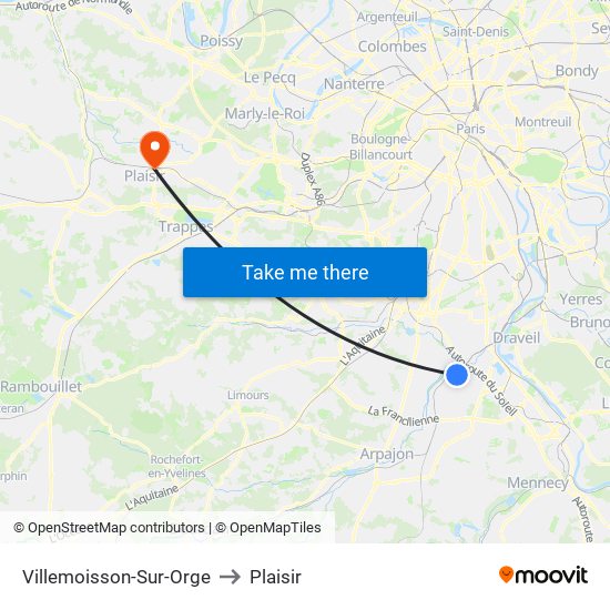 Villemoisson-Sur-Orge to Plaisir map