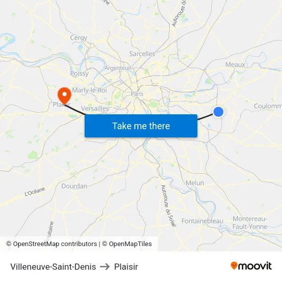 Villeneuve-Saint-Denis to Plaisir map