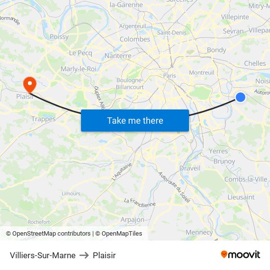 Villiers-Sur-Marne to Plaisir map