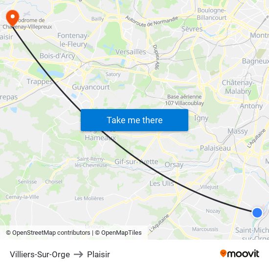 Villiers-Sur-Orge to Plaisir map