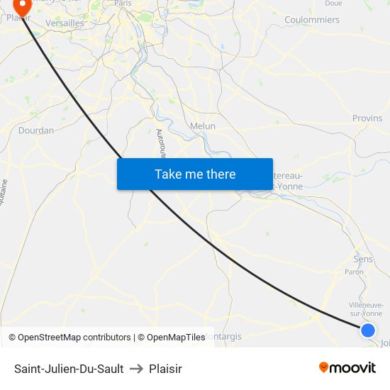 Saint-Julien-Du-Sault to Plaisir map