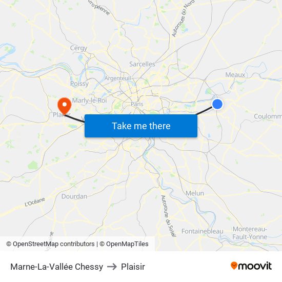 Marne-La-Vallée Chessy to Plaisir map