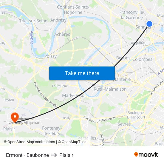 Ermont - Eaubonne to Plaisir map
