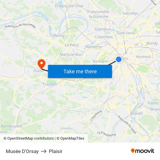 Musée D'Orsay to Plaisir map