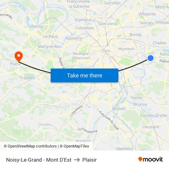 Noisy-Le-Grand - Mont D'Est to Plaisir map
