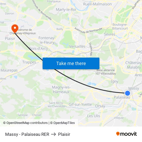 Massy - Palaiseau RER to Plaisir map