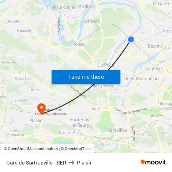 Gare de Sartrouville - RER to Plaisir map