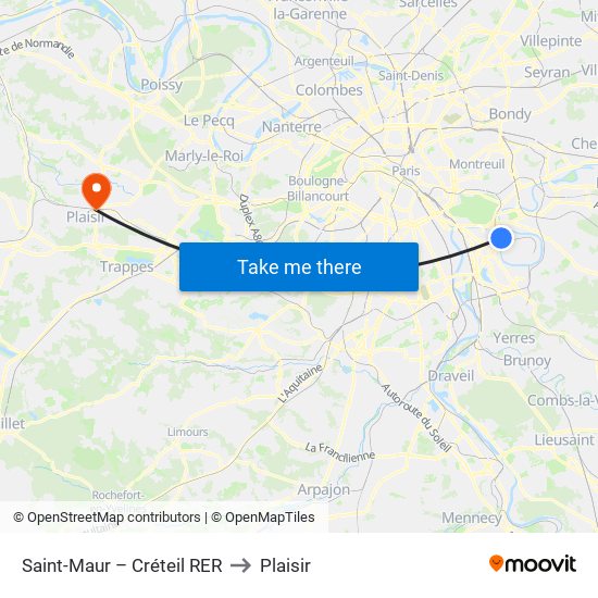 Saint-Maur – Créteil RER to Plaisir map