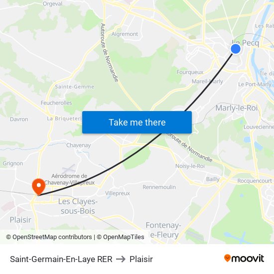 Saint-Germain-En-Laye RER to Plaisir map
