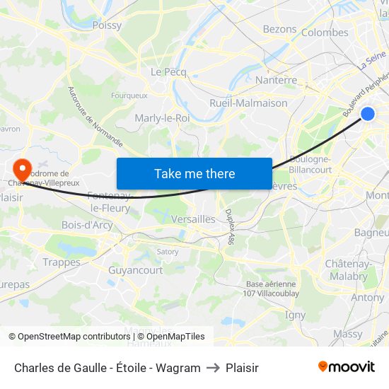 Charles de Gaulle - Étoile - Wagram to Plaisir map