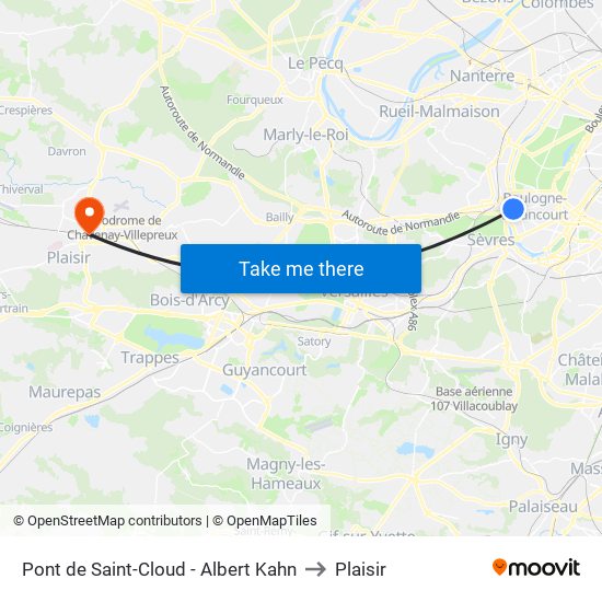 Pont de Saint-Cloud - Albert Kahn to Plaisir map