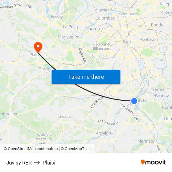 Juvisy RER to Plaisir map
