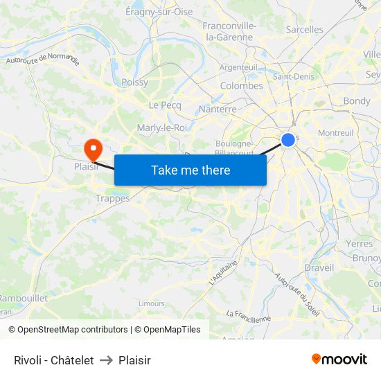 Rivoli - Châtelet to Plaisir map