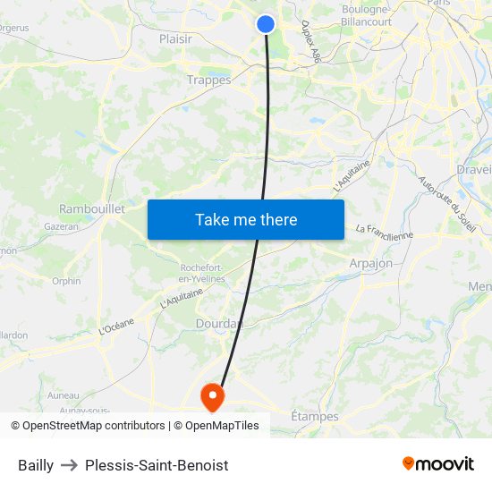 Bailly to Plessis-Saint-Benoist map