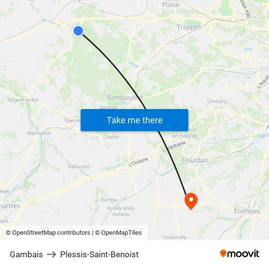 Gambais to Plessis-Saint-Benoist map
