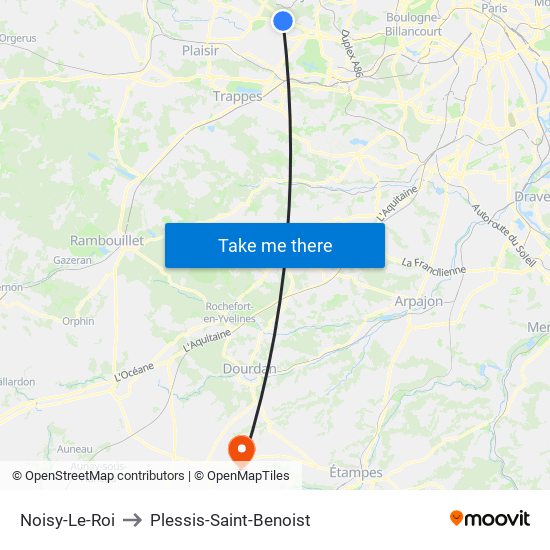 Noisy-Le-Roi to Plessis-Saint-Benoist map