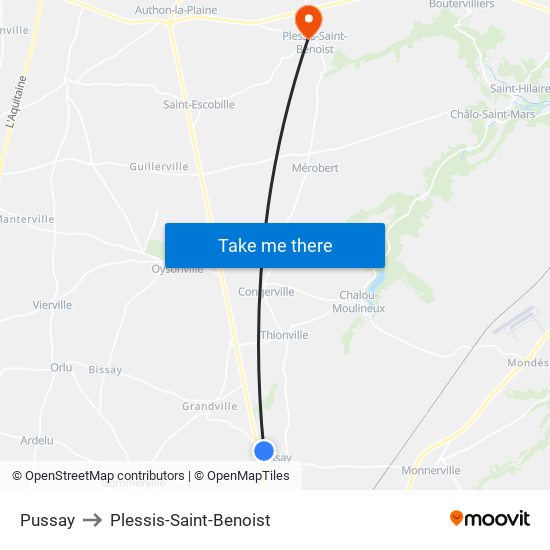 Pussay to Plessis-Saint-Benoist map