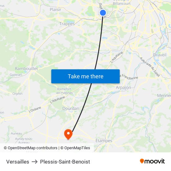 Versailles to Plessis-Saint-Benoist map