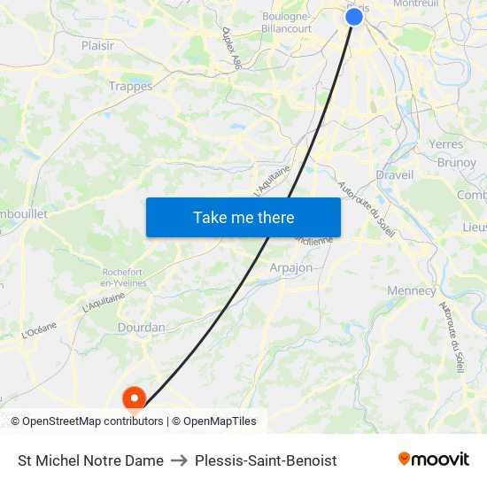 St Michel Notre Dame to Plessis-Saint-Benoist map
