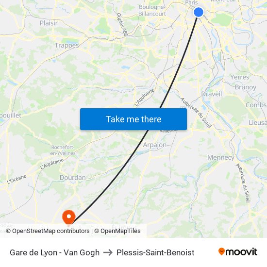 Gare de Lyon - Van Gogh to Plessis-Saint-Benoist map