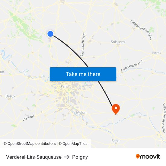 Verderel-Lès-Sauqueuse to Poigny map