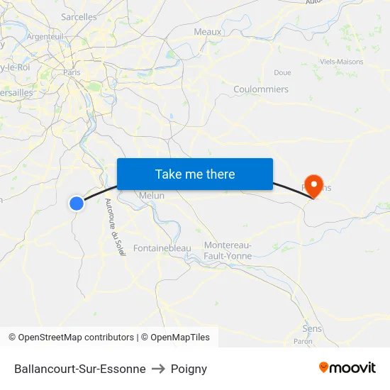 Ballancourt-Sur-Essonne to Poigny map